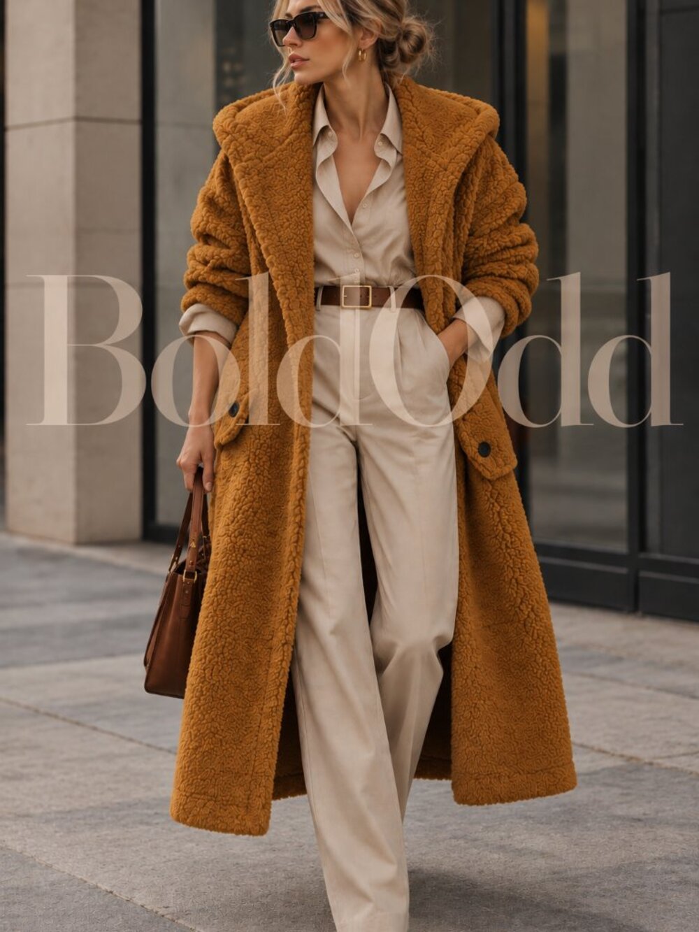 Miss City Official Mustard Teddy Hooded Long Coat – Made in Poland